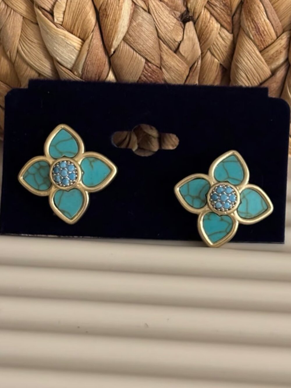 Turquoise Clover Stud Earrings